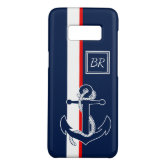 Custom Anchor iPhone 14 Case Nautical Navy Stripe -  Norway