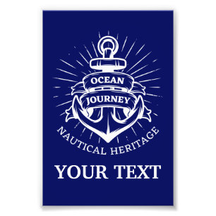 Custom Nautical Anchor Rope Boat Name Photo Print