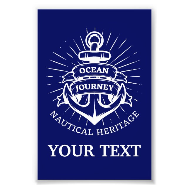 Custom Nautical Anchor Rope Boat Name Photo Print (Front)