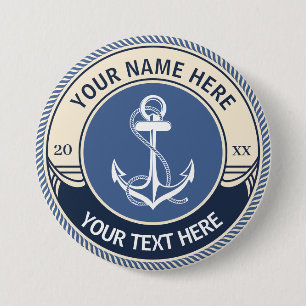 Custom Nautical Anchor Rope Frame Button