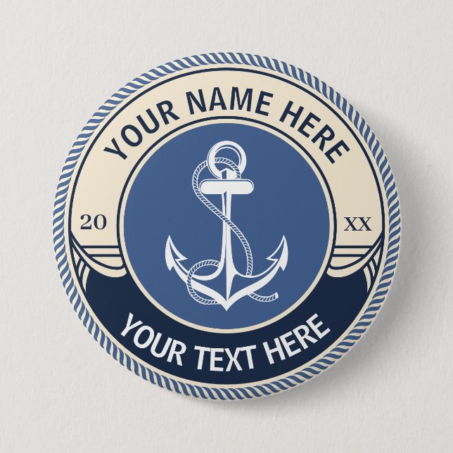 Custom Nautical Anchor Rope Frame Button (Front)