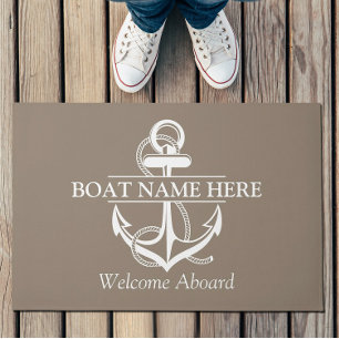 Custom Nautical Anchor Welcome Aboard Doormat