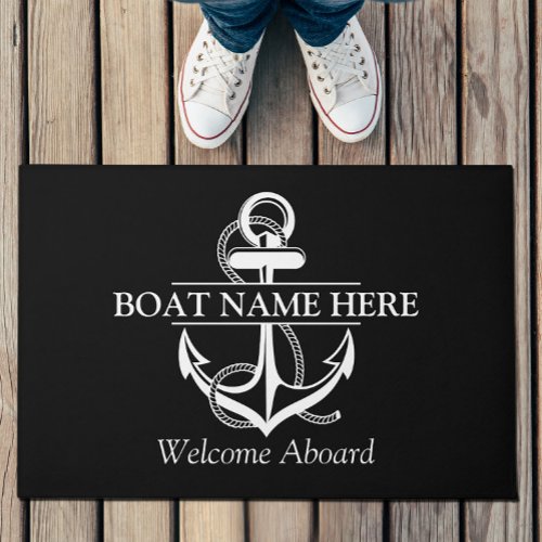 Custom Nautical Anchor Welcome Aboard Doormat 