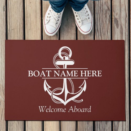 Custom Nautical Anchor Welcome Aboard Doormat 