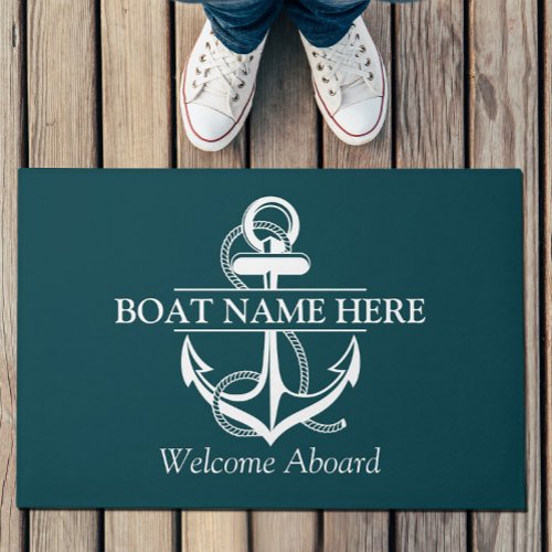 Custom Nautical Anchor Welcome Aboard Doormat 