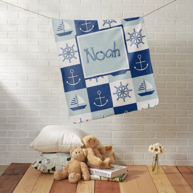 Custom Nautical Baby Blanket (In Situ)