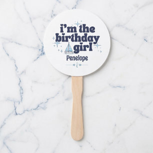 Custom Nautical Birthday Girl  Hand Fan