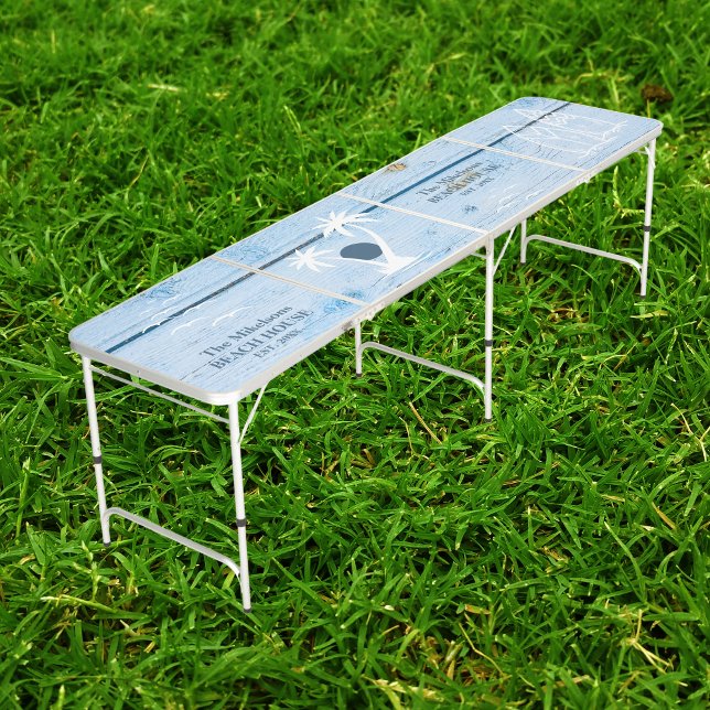 Custom Nautical Blue Wood Beach House Beer Pong Table (Creator Uploaded)
