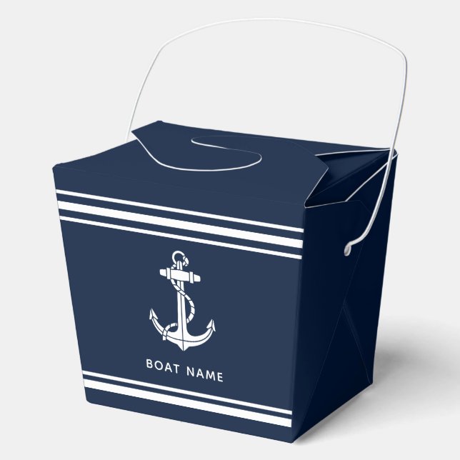 Custom Nautical Boat Anchor and Name Favor Boxes (Front)
