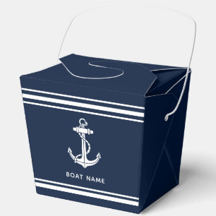 Custom Nautical Boat Anchor and Name Favor Boxes