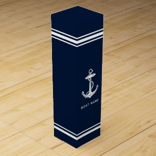 Custom Nautical Boat Anchor and Name Wine Box