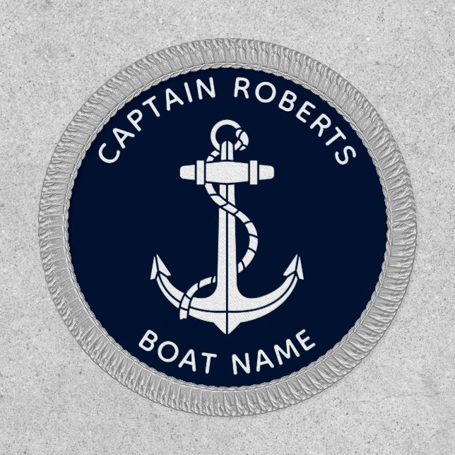 Custom Nautical Boat Anchor Captain Patch (Front)