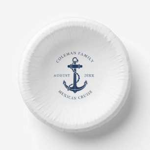 Custom Nautical Boat Anchor Family Name Paper Bowls