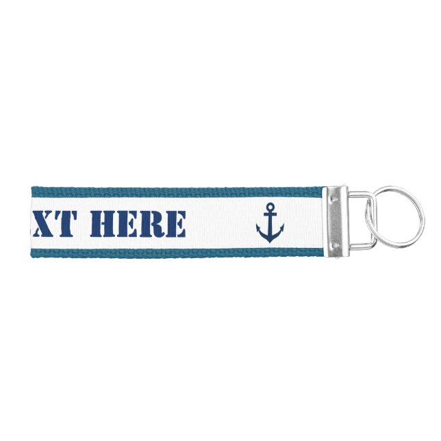 Custom nautical boat anchor grosgrain keychain (Keys on Right)