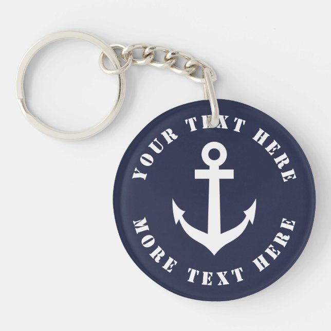Custom nautical boat anchor keychain for sailors (Front)
