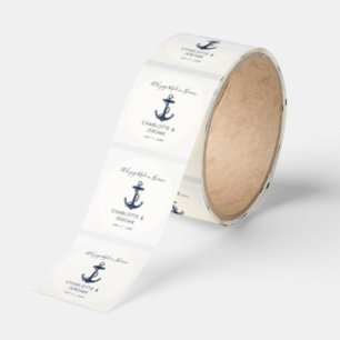 Custom Nautical Boat Anchor Wedding Classic Round Sticker