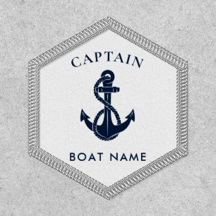 Custom Nautical Boat Captain Navy Blue Anchor Patch