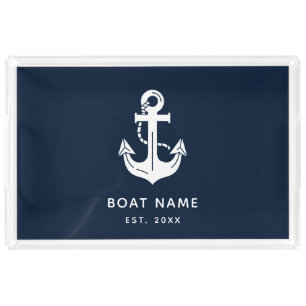 Custom Nautical Boat Name Anchor Acrylic Tray