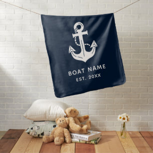 Custom Nautical Boat Name Anchor Baby Blanket