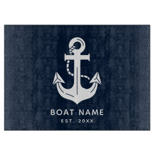 Custom Nautical Boat Name Anchor Cutting Board