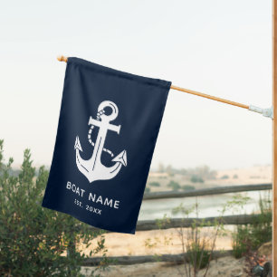 Custom Nautical Boat Name Anchor House Flag