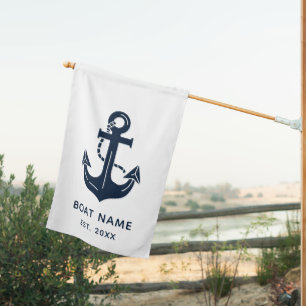 Custom Nautical Boat Name Anchor House Flag