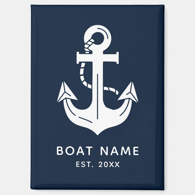Custom Nautical Boat Name Anchor Magnet (Front)