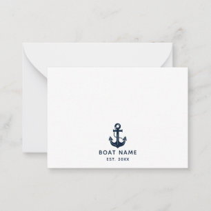 Custom Nautical Boat Name Anchor Note Card