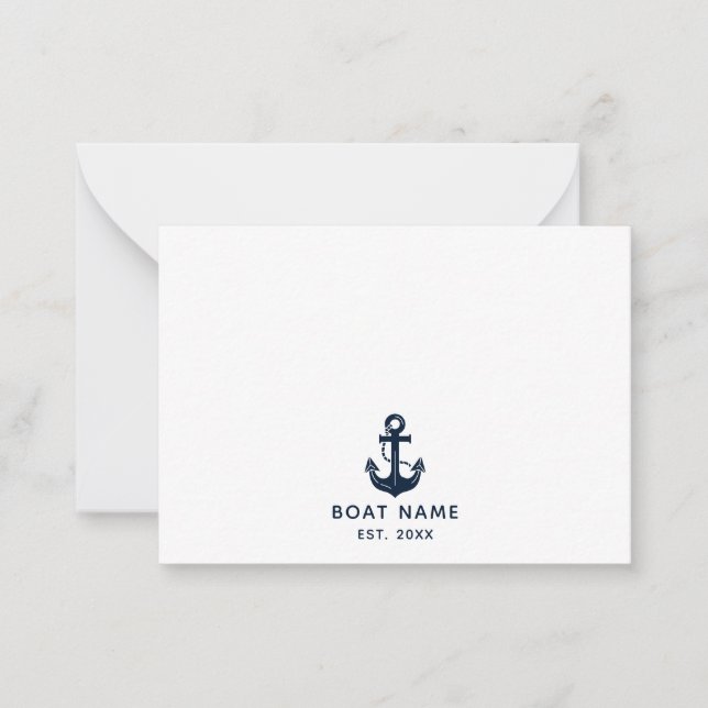 Custom Nautical Boat Name Anchor Note Card (Front)