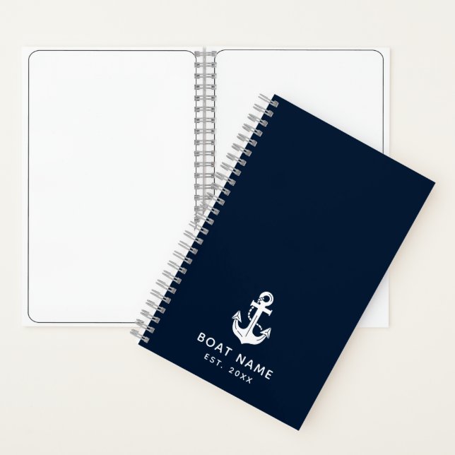 Custom Nautical Boat Name Anchor Notebook (Inside)