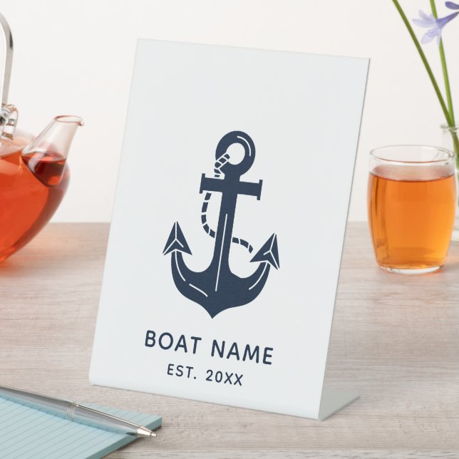 Custom Nautical Boat Name Anchor Pedestal Sign (In SItu)