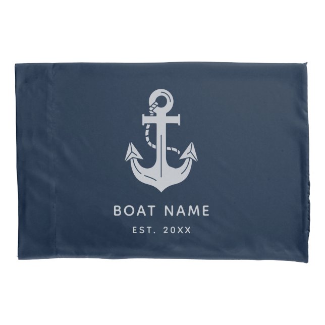Custom Nautical Boat Name Anchor Pillow Case (Front)