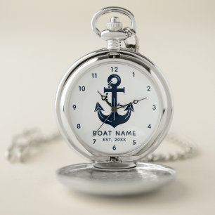 Custom Nautical Boat Name Anchor Pocket Watch