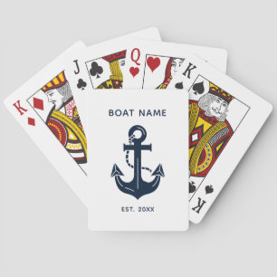 Custom Nautical Boat Name Anchor Poker Cards