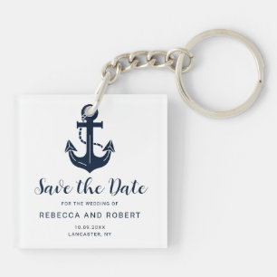 Custom Nautical Boat Name Anchor Save the Date Keychain