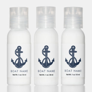 Custom Nautical Boat Name Navy Blue Anchor Hand Lotion