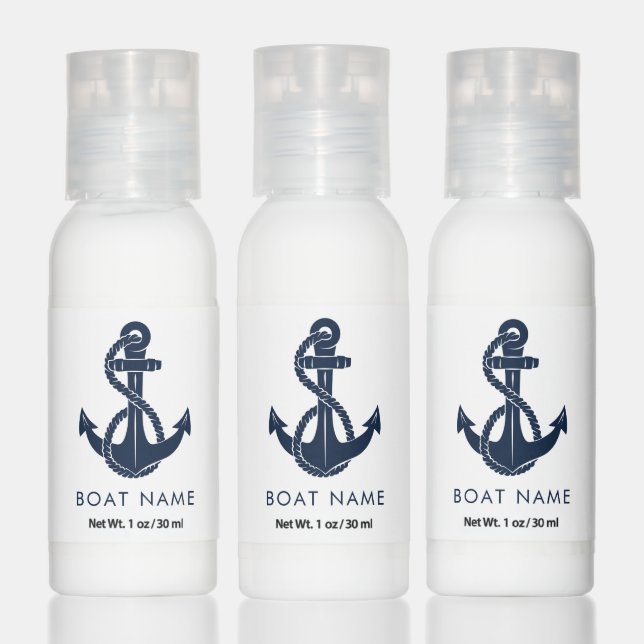 Custom Nautical Boat Name Navy Blue Anchor Hand Lotion (Set)
