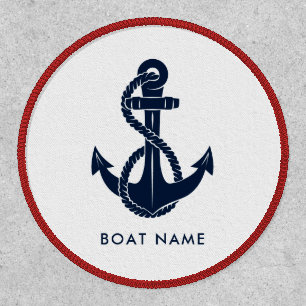Custom Nautical Boat Name Navy Blue Anchor Patch