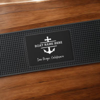 Custom Nautical Boat Name Welcome Aboard Anchor Bar Mat
