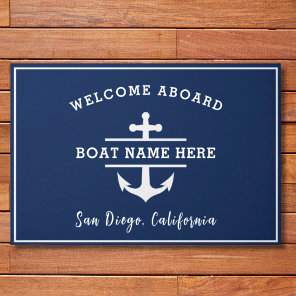 Custom Nautical Boat Name Welcome Aboard Anchor  Doormat