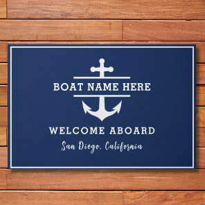 Custom Nautical Boat Name Welcome Aboard Anchor  Doormat