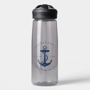 Custom Nautical Boat Navy Blue Anchor  Water Bottle