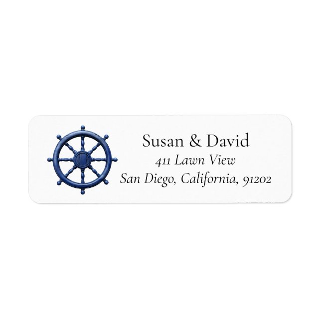 Custom Nautical Boat Steering Wheel Label (Front)