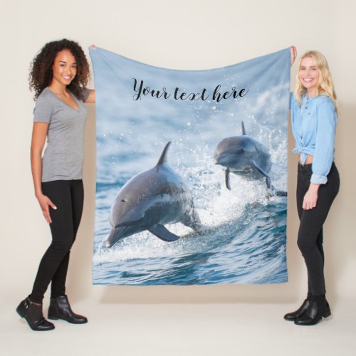 Custom Nautical Bottlenose Dolphins Photo Fleece Blanket