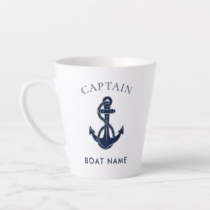 Custom Nautical Captain Boat Anchor Latte Mug