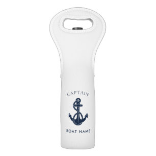 Custom Nautical Captain Boat Anchor Wine Bag