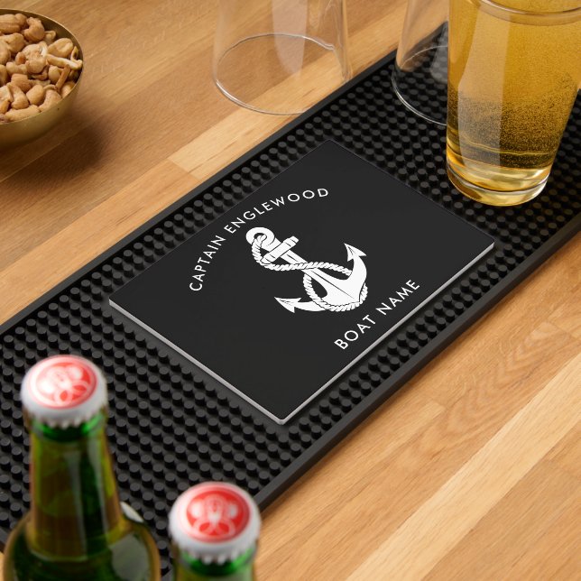 Custom Nautical Captain Boat Name Anchor Bar Mat (Insitu (Bar 2))