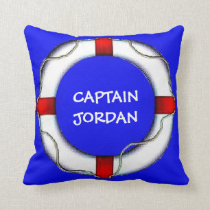 Custom Nautical Captain Lifesaver Throw Pillow