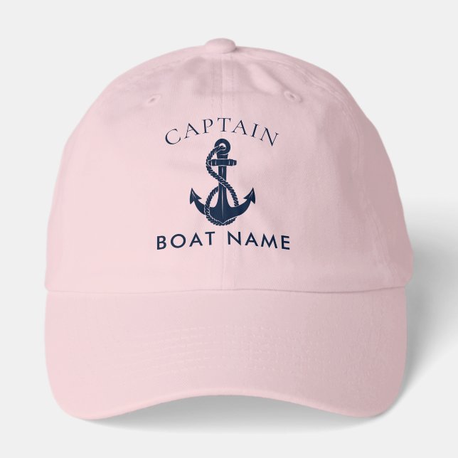 Custom Nautical Captain Modern Boat Anchor Hat (Front)