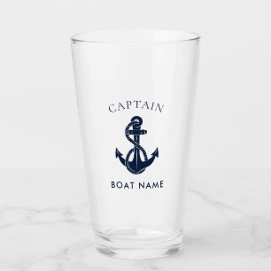 Custom Nautical Captain Name Boat Anchor Glass